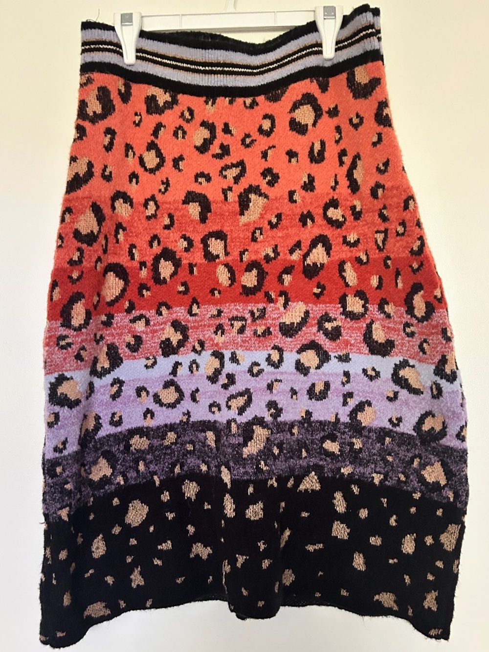 Anthropologie Maeve Leopard Sweater Knit Midi Skirt 2X Plus Size Animal Print